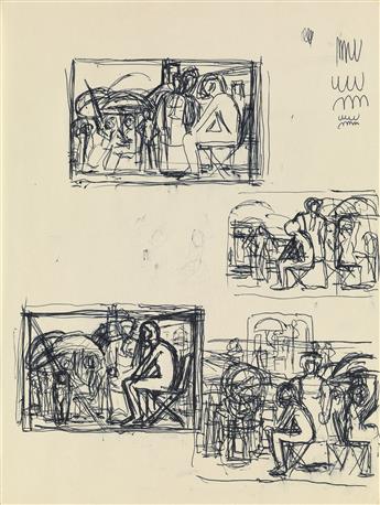 JARED FRENCH Collection of 16 pen and ink studies for That French Island.